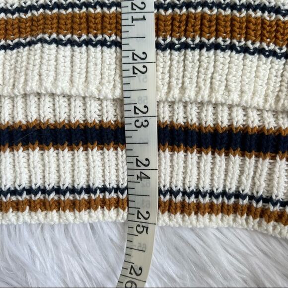 Max Studio Cream, Brown and Navy Blue Striped Sweater Size Medium - Picture 9 of 11